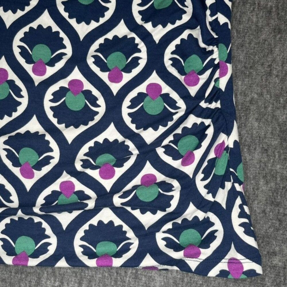 Boden ruched top womens sz 16/18 -navy geometric print stretchy for summer - Picture 5 of 12